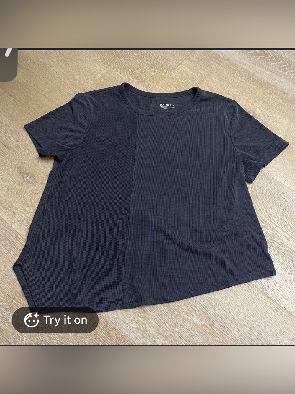 Athleta ribbed dark gray asymmetrical top size small